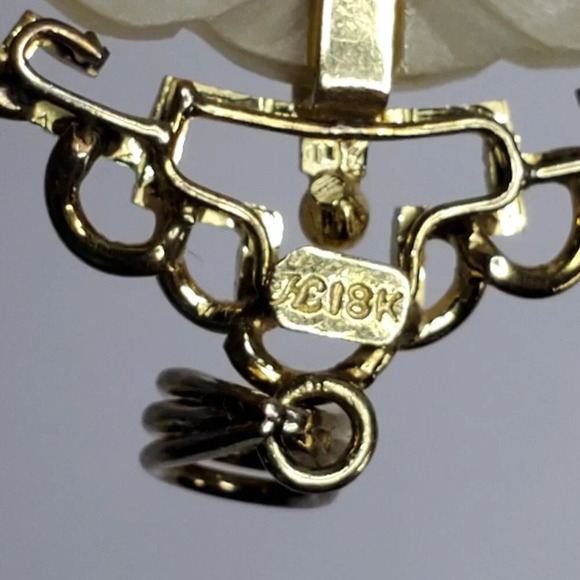 Honora 18k Yellow Gold Carved Chinese Jade Jadeite Pendant Amulet Vintage - Picture 5 of 14